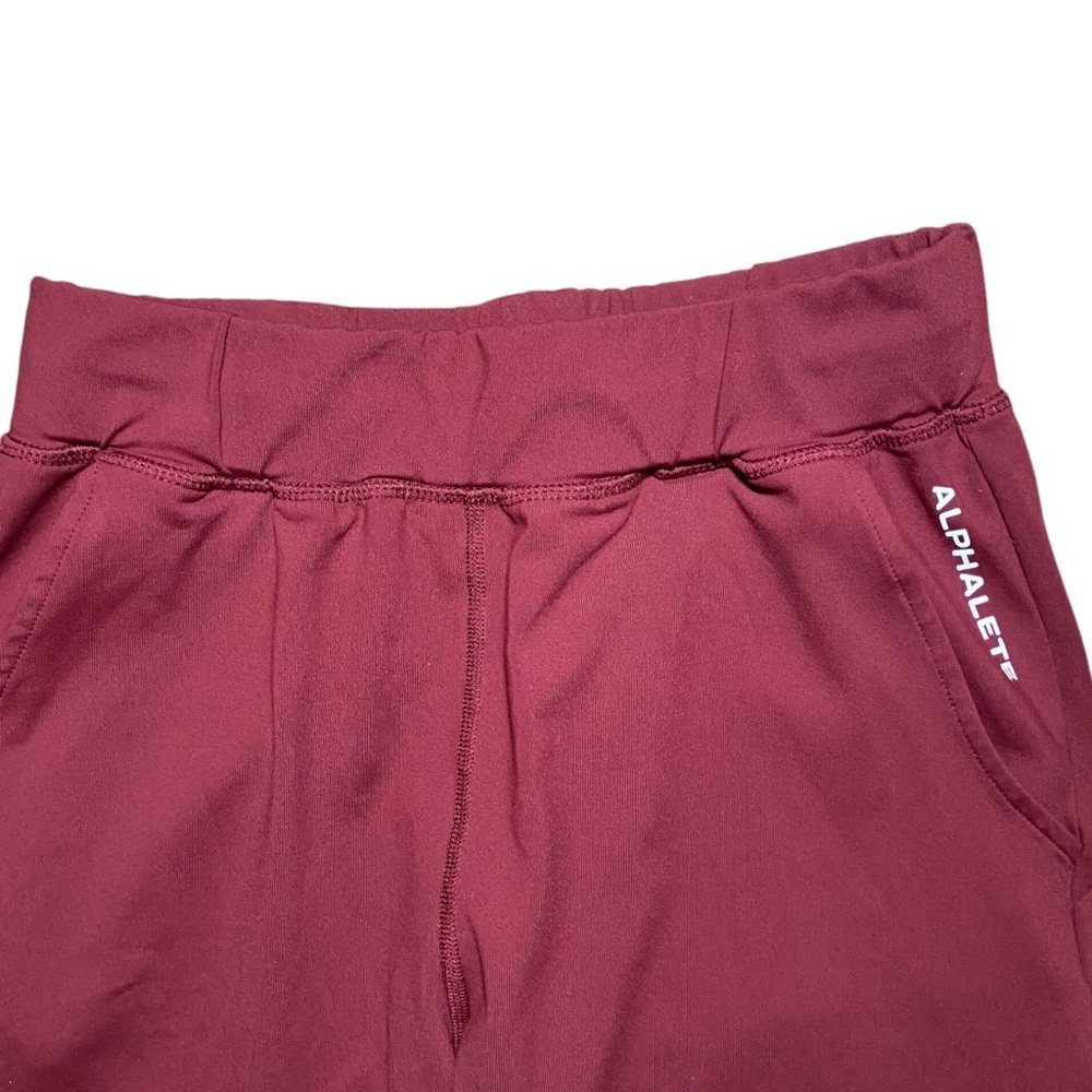 ALPHALETE Pull On Drawstring Elastic Waist Joggers Tapered Ankle Maroon Dark Red - Picture 3 of 4